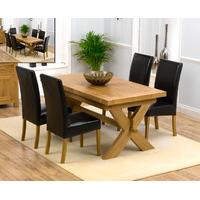 bordeaux 160cm solid oak extending dining table with rustique chairs