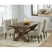 Bordeaux 200cm Dark Solid Oak Extending Dining Table with Safia Chairs