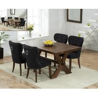 Bordeaux 165cm Dark Oak All Sides Extending Table with Knightsbridge Fabric Dark Oak Leg Chairs
