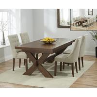 bordeaux 200cm dark solid oak extending dining table with pacific chai ...