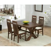 bordeaux 165cm dark oak all sides extending table with monaco chairs