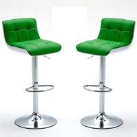 Bob Bar Stools In Green Faux Leather in A Pair