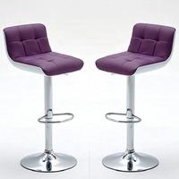 Bob Bar Stools In Violet Faux Leather in A Pair