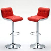 Bob Bar Stools In Red Faux Leather in A Pair