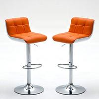 Bob Bar Stools In Orange Faux Leather in A Pair