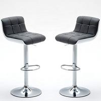 Bob Bar Stools In Grey Faux Leather in A Pair