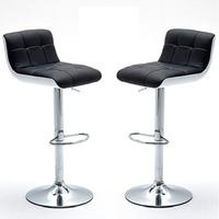Bob Bar Stools In Black Faux Leather in A Pair