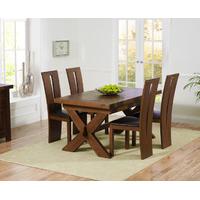 bordeaux 160cm dark solid oak extending dining table with montreal cha ...