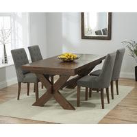 bordeaux 160cm dark solid oak extending dining table with anais fabric ...