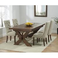 Bordeaux 200cm Dark Solid Oak Extending Dining Table with Anais Chairs
