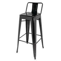 bolero black steel bistro high stool with backrest pack 4