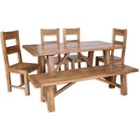 Bombay Dining Set with 4 Wooden Chairs and Bench