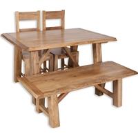 Bombay Dining Set with 2 Wooden Chairs and Bench