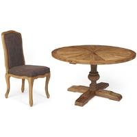 Boston Round Dining Set with 4 Upholstered Chairs
