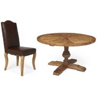 Boston Round Dining Set with 4 Microfibre Chairs