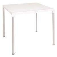 Bolero White Square Table with Aluminium Legs 750mm