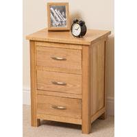 boston solid oak 3 drawer bedside cabinet