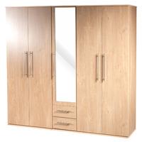 bobby 5 door 2 drawer mirrored wardrobe oak