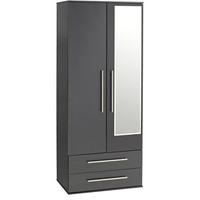 Bobby 2 Door 2 Drawer Mirrored Wardrobe Aida Walnut