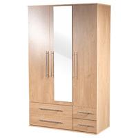 bobby 3 door 4 drawer mirrored wardrobe oak