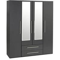 Bobby 4 Door 2 Drawer Mirrored Wardrobe Beech