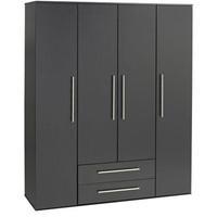 Bobby 4 Door 2 Drawer Wardrobe Aida Walnut