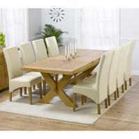 Bordeaux Extending Solid Oak 200-240cm Dining Table with 8 Venice Chairs