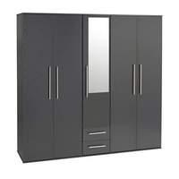 Bobby 5 Door 2 Drawer Mirrored Wardrobe Beech