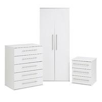 Bobby 2 Door Wardrobe, 5 Drawer Chest and 3 Drawer Bedside Set White