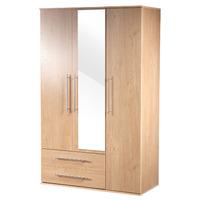 Bobby 3 Door 2 Drawer Mirrored Wardrobe Oak