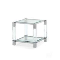Boston End Table In Clear Glass And Polished Stainless Steel