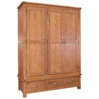 Bowthorpe Solid Oak 3 Door 2 Drawer Wardrobe