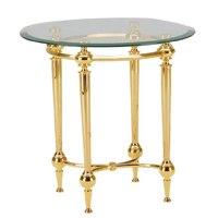 Bonn End Table Round In Glass Top With Gold Plated Metal Frame