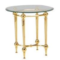 bonn end table round in glass top with gold plated metal frame