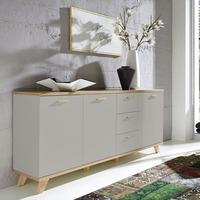 Bowen Large Sideboard In Stone Grey And Oak With 3 Doors