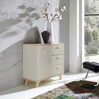 Bowen Compact Sideboard In Stone Grey And Oak With 3 Drawers