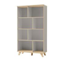 Bowen Tall Shelving Unit In Stone Grey And Oak With 8 Shelf