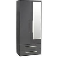 Bobby 2 Door 2 Drawer Mirrored Wardrobe Black