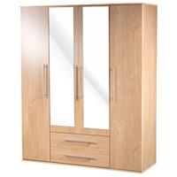 Bobby 4 Door 2 Drawer Mirrored Wardrobe Oak