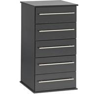 Bobby 5 Drawer Narrow Chest Black