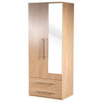 bobby 2 door 2 drawer mirrored wardrobe oak