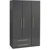 Bobby 3 Door 2 Drawer Wardrobe Black