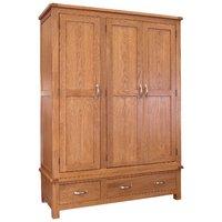 bowthorpe solid oak 3 door 2 drawer wardrobe