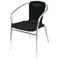 Bolero U507 Wicker Chair with Aluminium Frame, Black (Pack of 4)