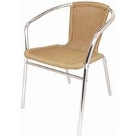 Bolero U422 Wicker Chair with Aluminium Frame, Natural (Pack of 4)