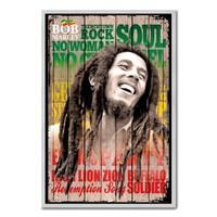 Bob Marley Songs Poster Silver Framed - 96.5 x 66 cms (Approx 38 x 26 inches)