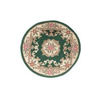 Bottle Green 100% Wool Traditional Carved Rug - Imperial 120 Circle