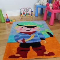 boys pirate soft pile multi coloured rug kiddy 70x100cm