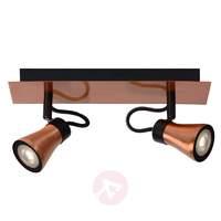 Bolo LED ceiling spotlight in copper look, 2-bulb