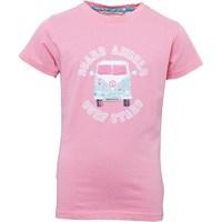 Board Angels Girls Front/Back Printed Camper Van T-Shirt Pink
